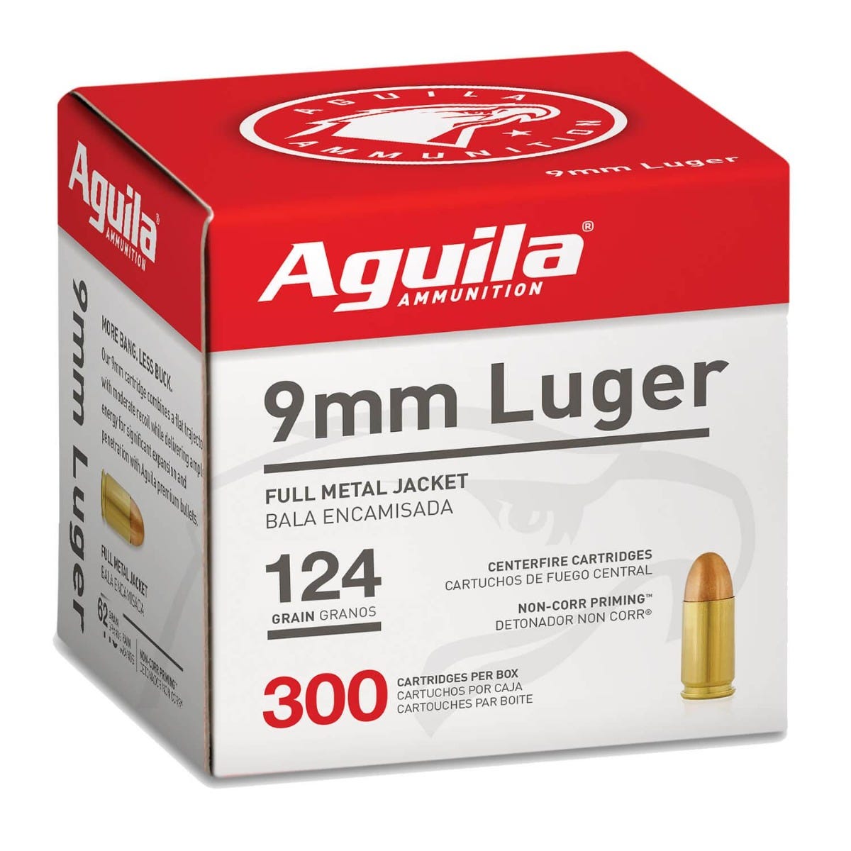 Aguila Centerfire Handgun Brass 9mm 124-Grain 300-Rounds FMJ