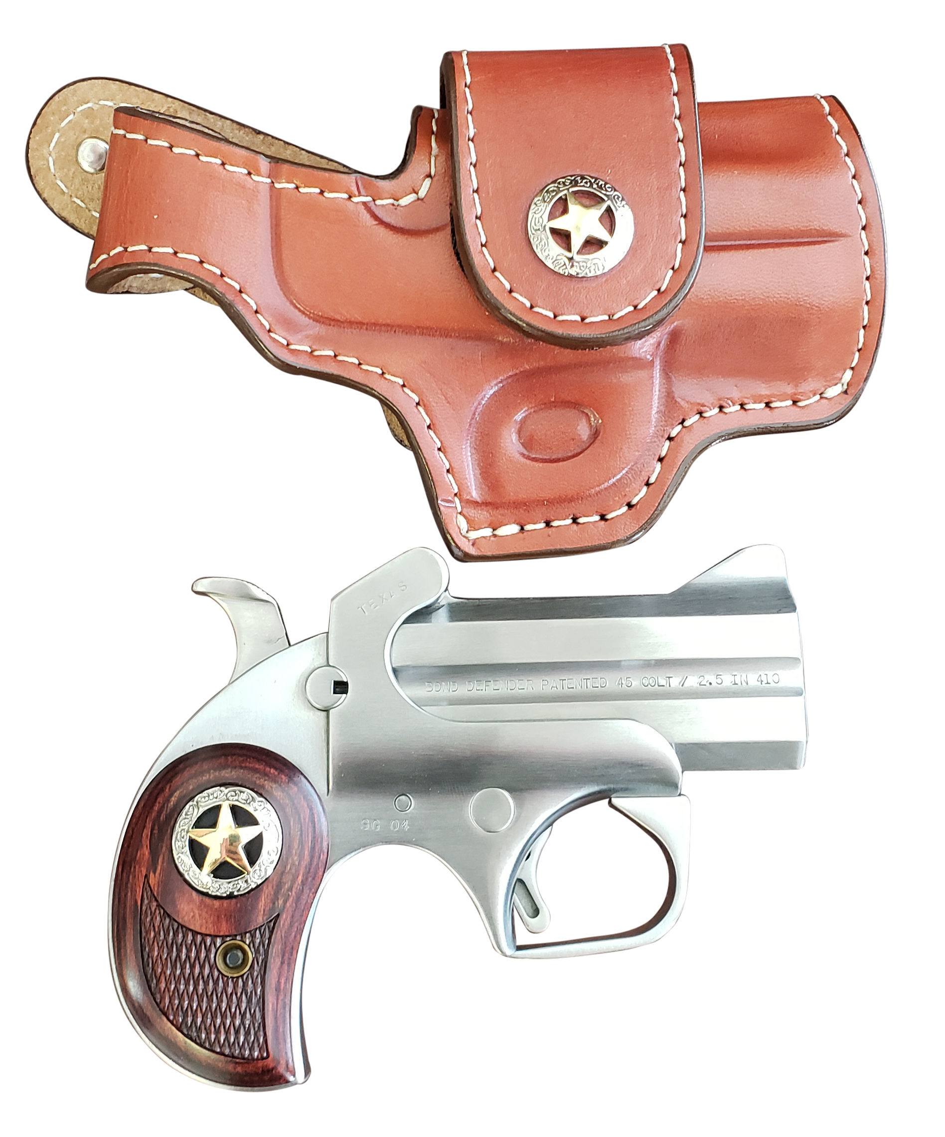 Bond Arms Rustic Defender Stainless .45 LC / .410 Gauge 3" Barrel 2-Rounds Holster Package