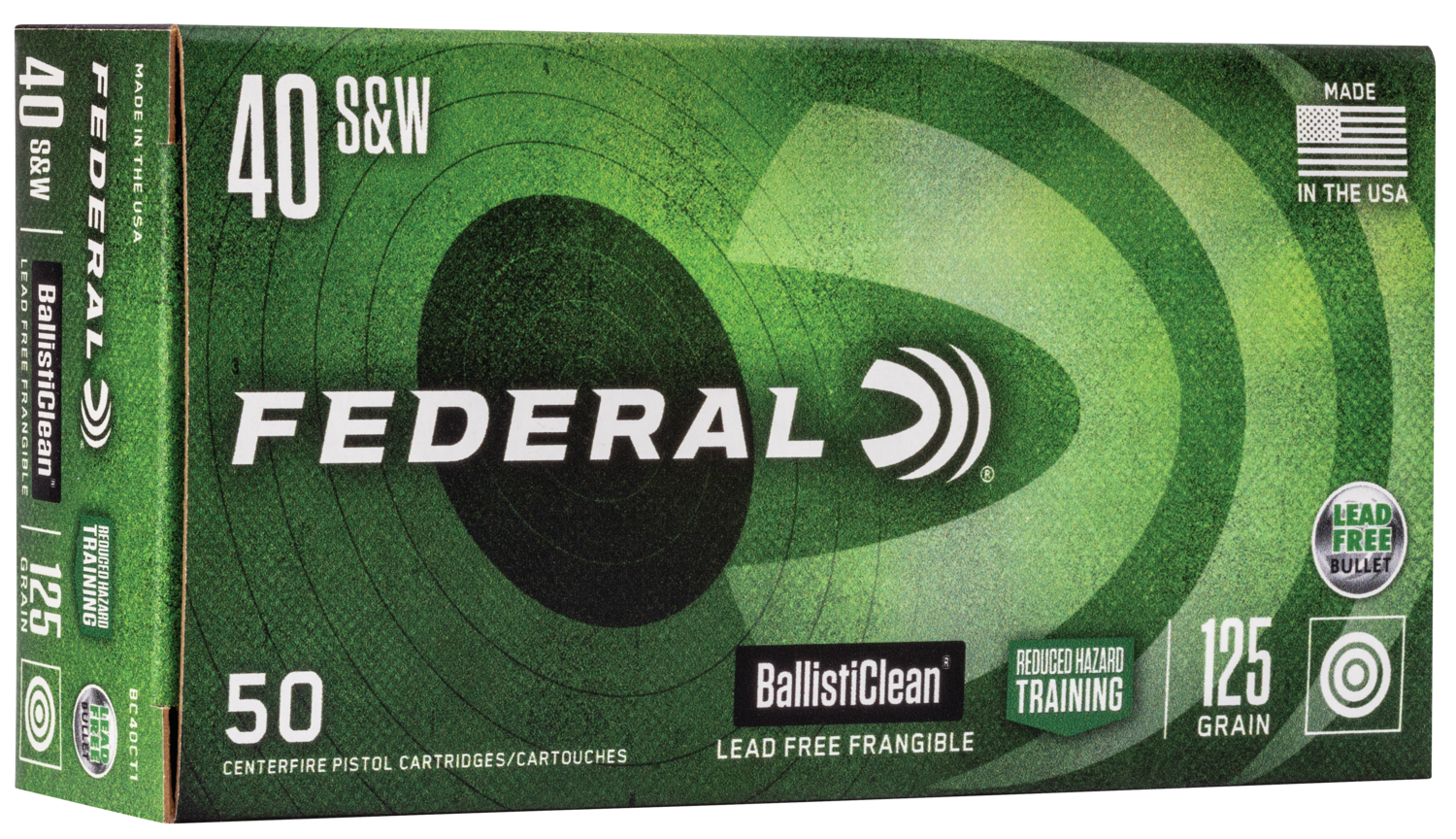 Federal BallistiClean Brass .40 SW 125 Grain 50-Rounds LFF