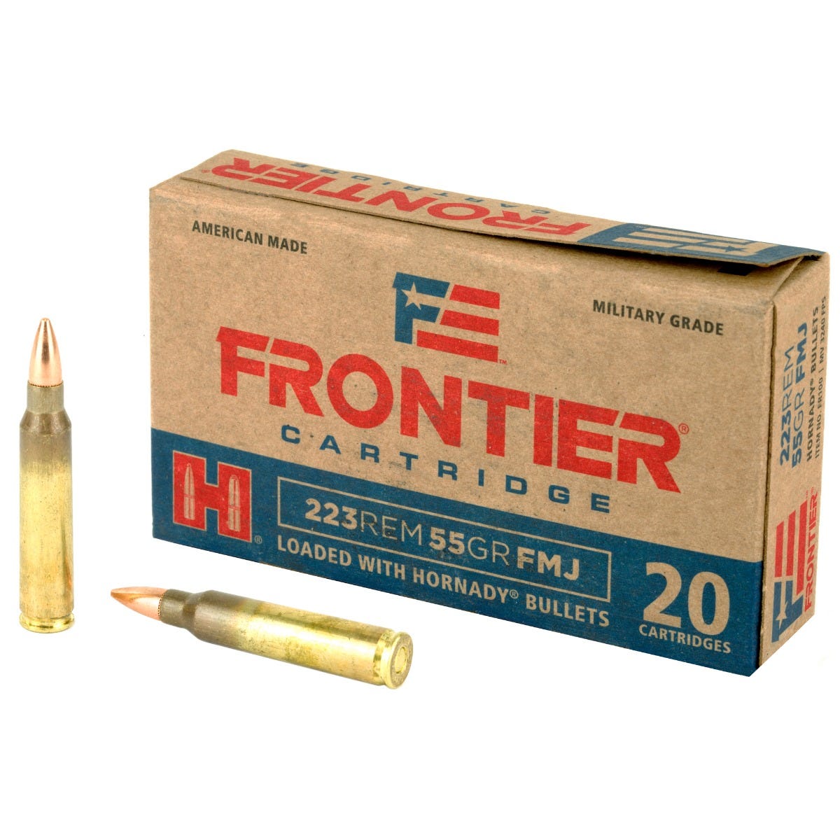 Hornady Frontier Cartridge Centerfire Rifle Brass .223 Rem 55-Grain 20-Rounds FMJ