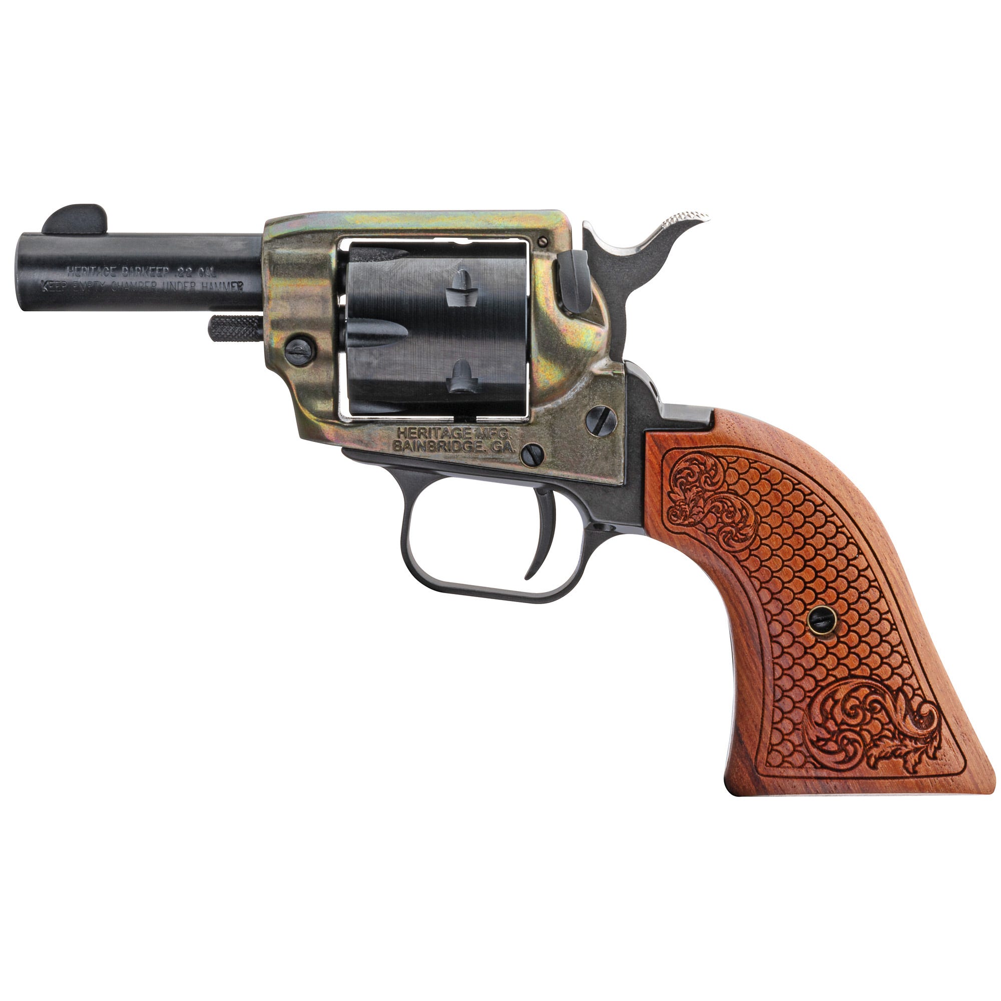 Heritage Barkeep .22 LR 2" Barrel 6-Rounds Custom Scroll Wood Grip - Image 2