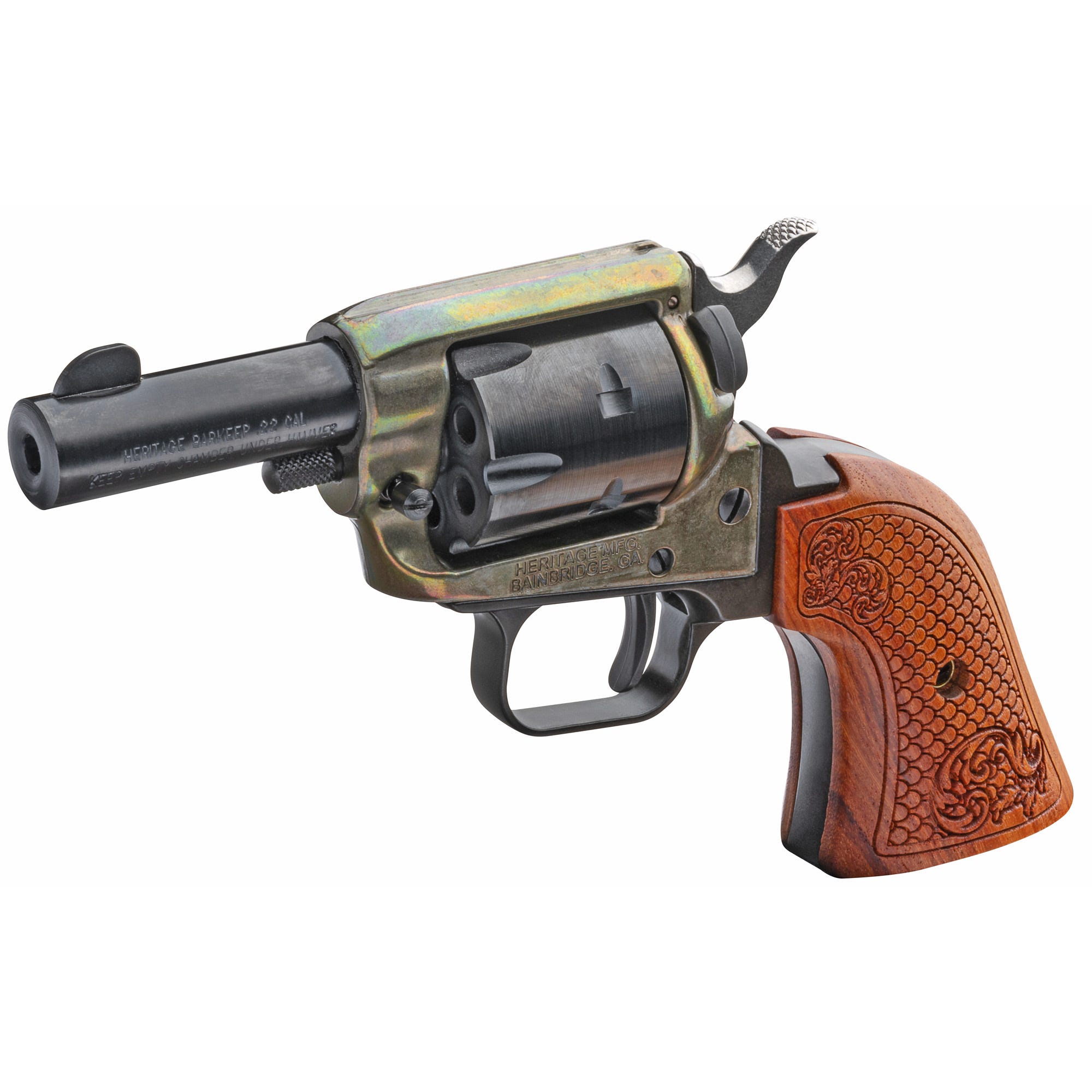 Heritage Barkeep .22 LR 2" Barrel 6-Rounds Custom Scroll Wood Grip - Image 3