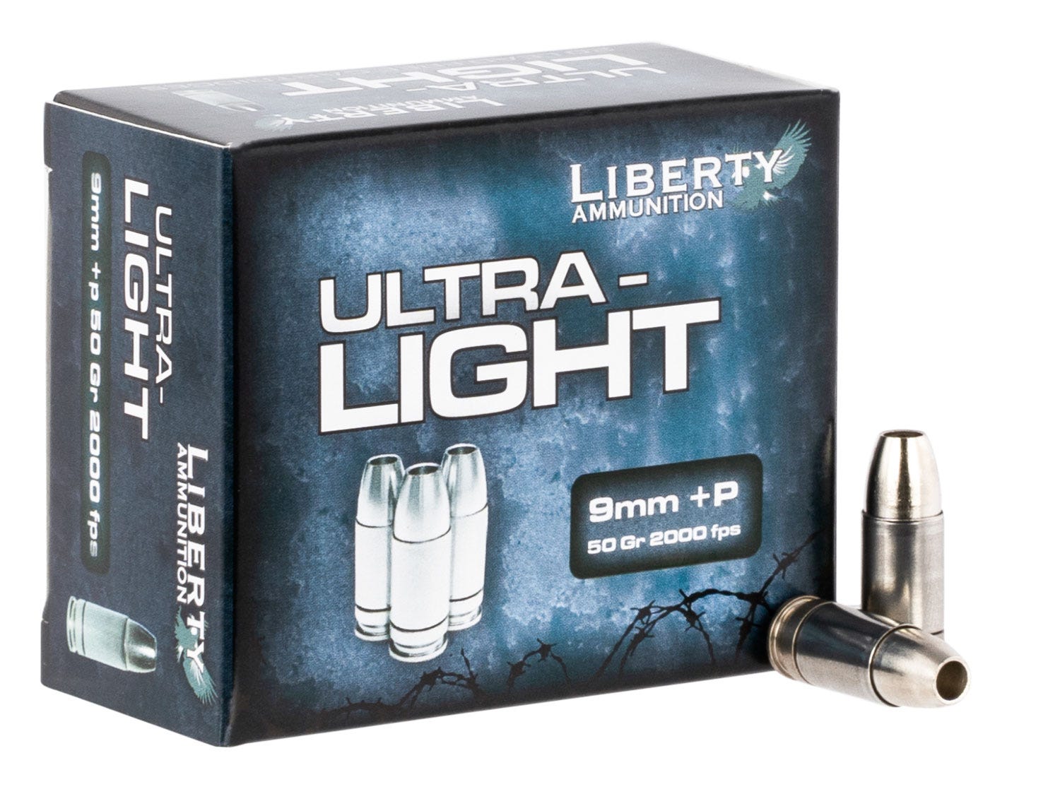 Liberty Ammunition Ultra-Light Nickel-Plated Aluminum 9mm 50-Grain 20-Rounds CHP - Image 2