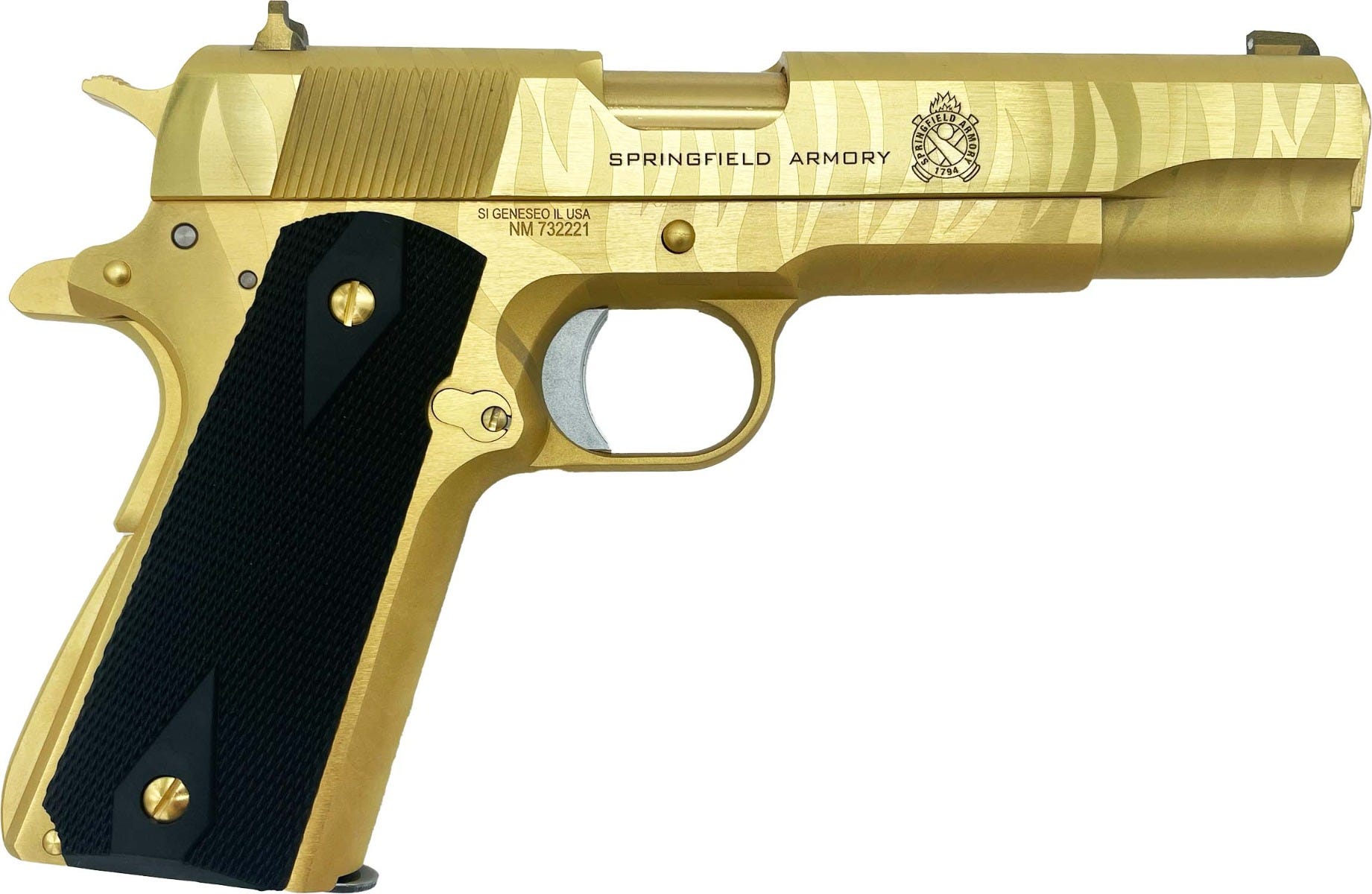 Springfield Armory Mil-Spec 24 Carat Gold Tiger Stripe .45 ACP 5" Barrel 7-Rounds LivenGood Exclusive - Image 2