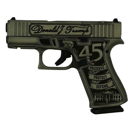 Glock 43X MOS Custom "Trump 2024" Crushed Silver Distressed 9mm 3.4" Barrel 10-Rounds - Image 2