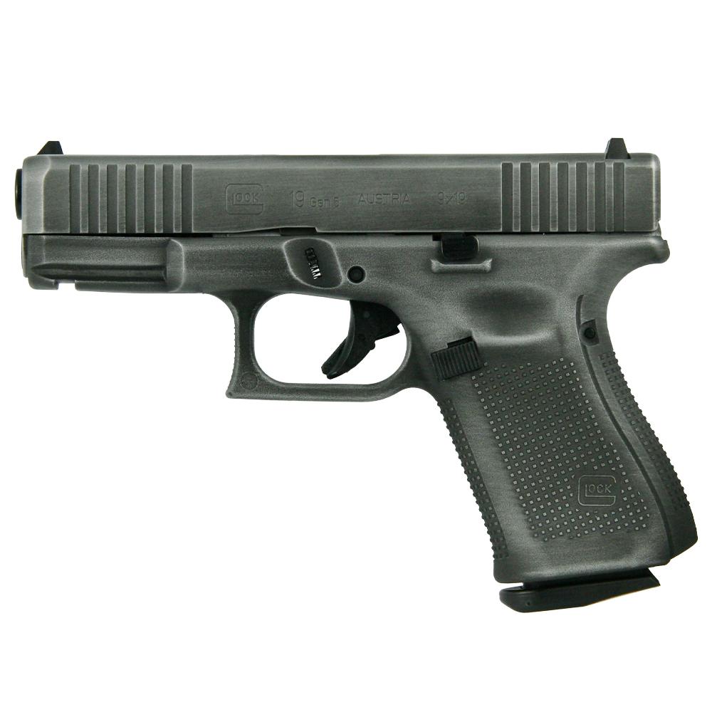 CSSI Exclusive Glock G19 Gen5 Distressed Crushed Silver 9mm 4.02" Barrel 15-Rounds - Image 2