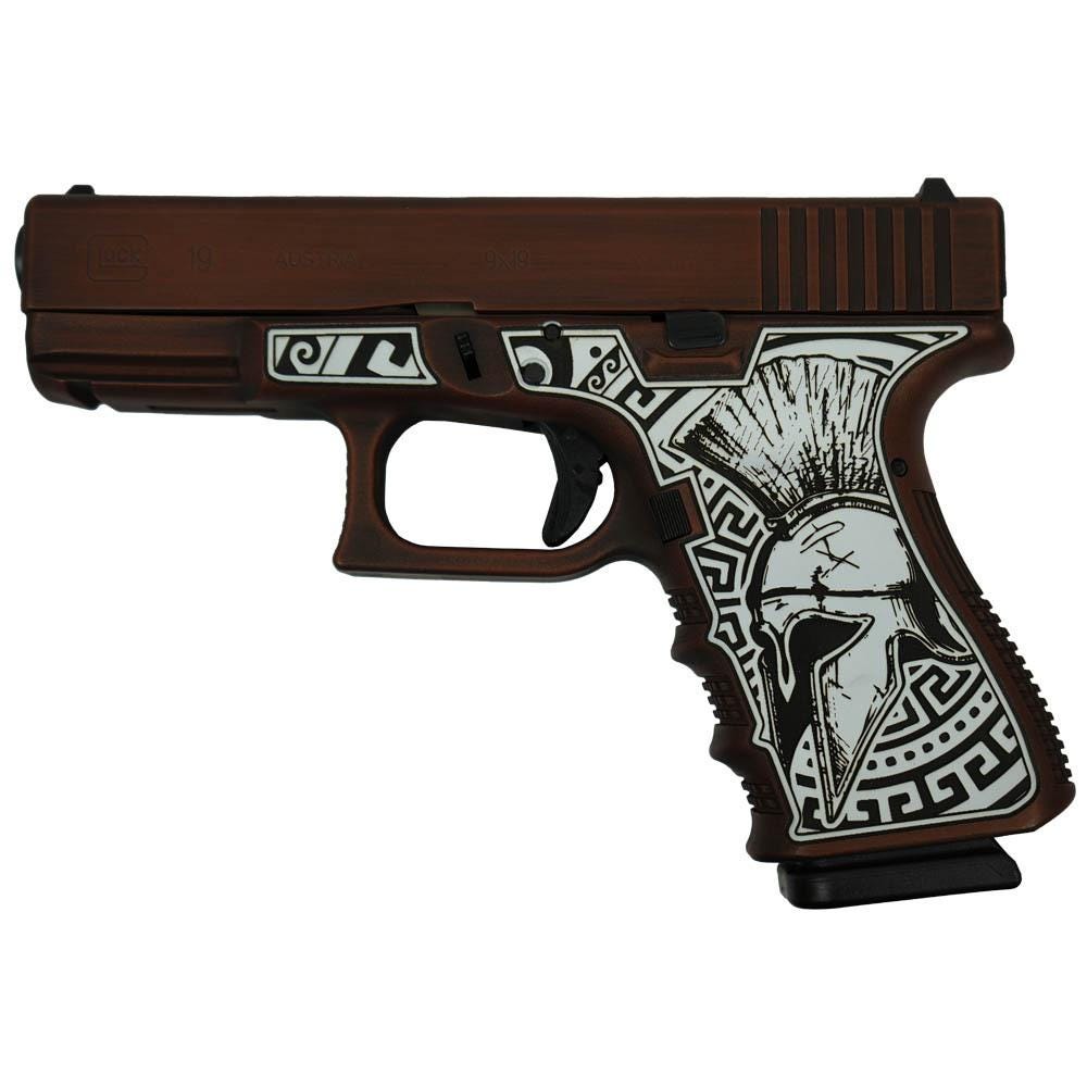 Glock 19 Gen 3 Spartan Engraved Distressed Bronze 9mm 4.02" Barrel 15-Rounds - Image 3