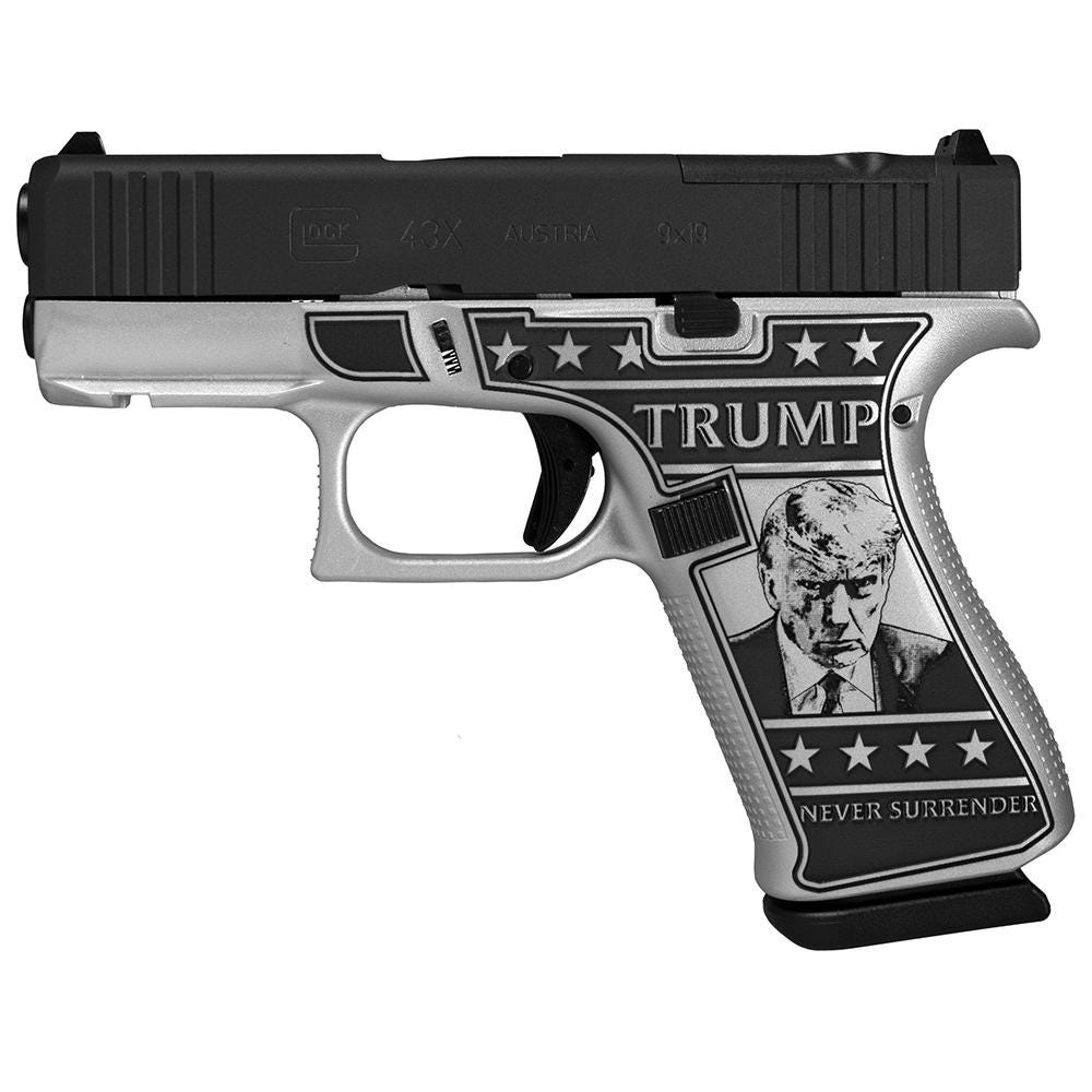 Glock 43x MOS Custom "Trump 2024 Mug Shot" Silver 9mm 3.4" Barrel 10-Rounds Austrian - Image 2