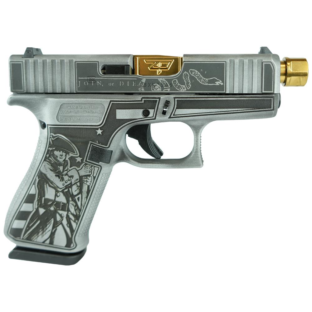 Glock 43x Custom "Liberty or Death" Grey 9mm 4" Threaded Barrel 10-Rounds - Image 2