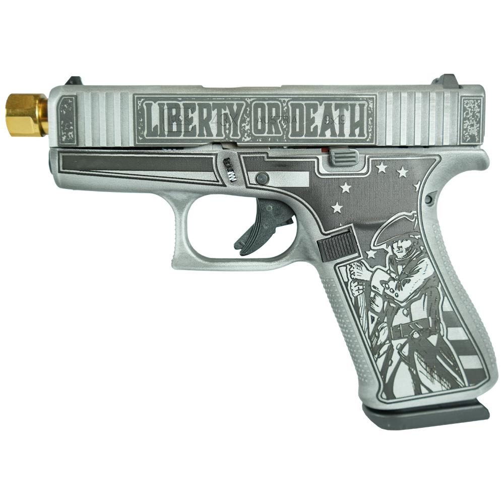 Glock 43x Custom "Liberty or Death" Grey 9mm 4" Threaded Barrel 10-Rounds - Image 3