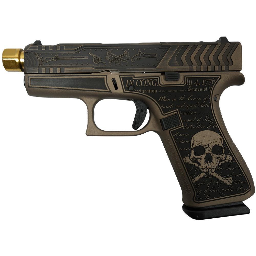 Glock 43X Custom "Revolution Engraved Brown Cerakote" 9mm 3.4" Barrel 10-Rounds - Image 2