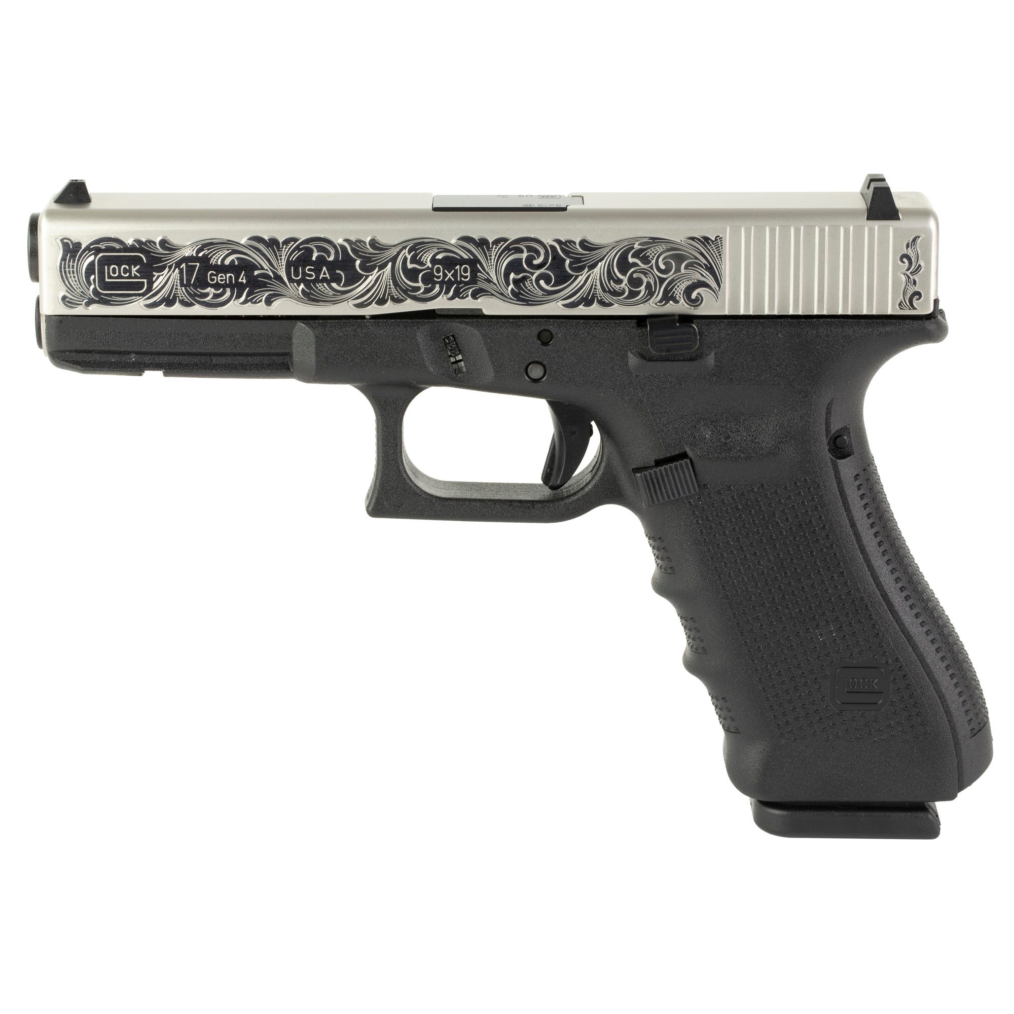 Glock 17 Gen4 Engraved Stainless Steel 9mm 4.49" Barrel 17-Rounds - Image 3