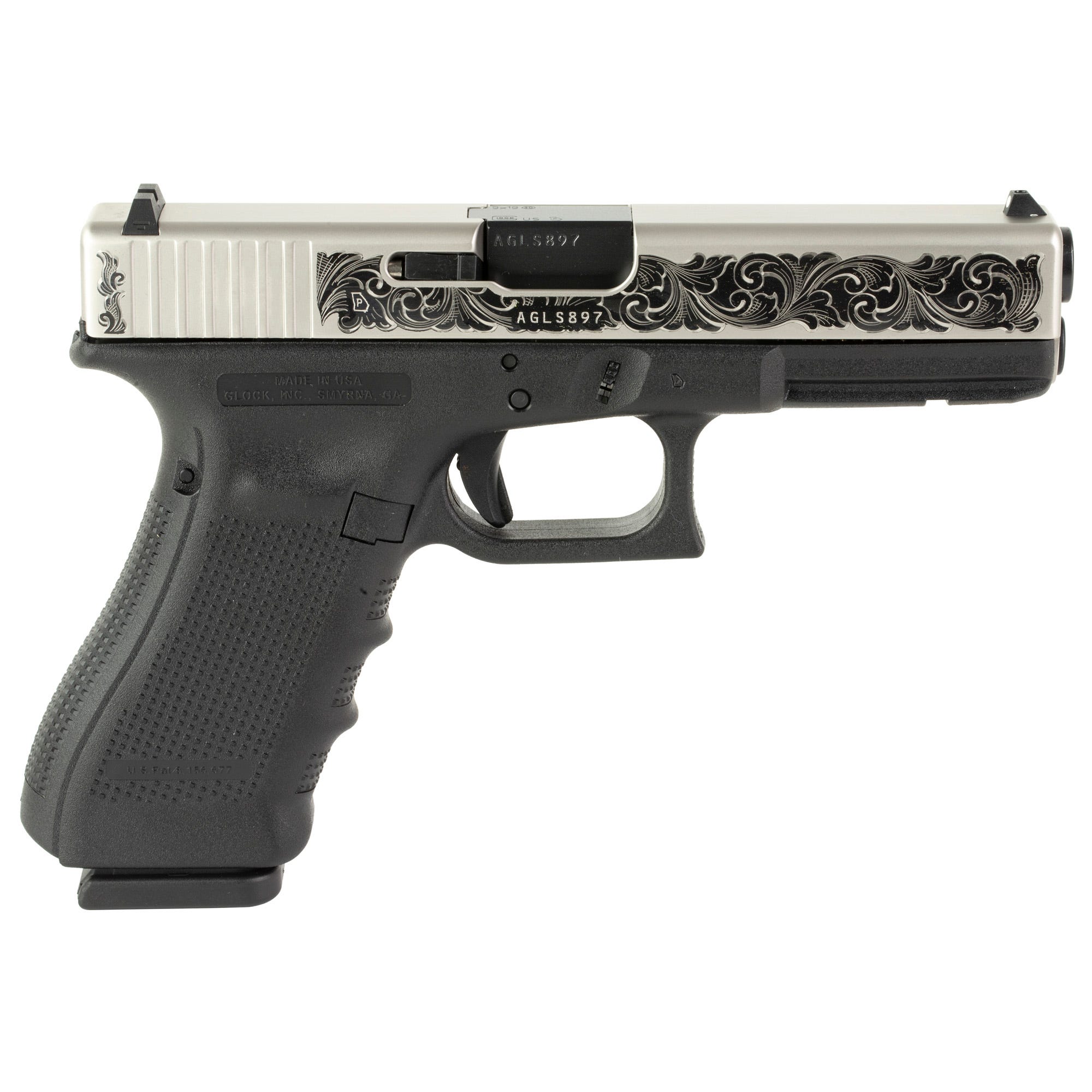 Glock 17 Gen4 Engraved Stainless Steel 9mm 4.49" Barrel 17-Rounds - Image 2