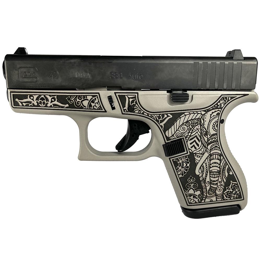 Glock 42 Custom "Elephant Engraved Gray Steel Frame" .380 ACP 3.25" Barrel 6-Rounds - Image 3