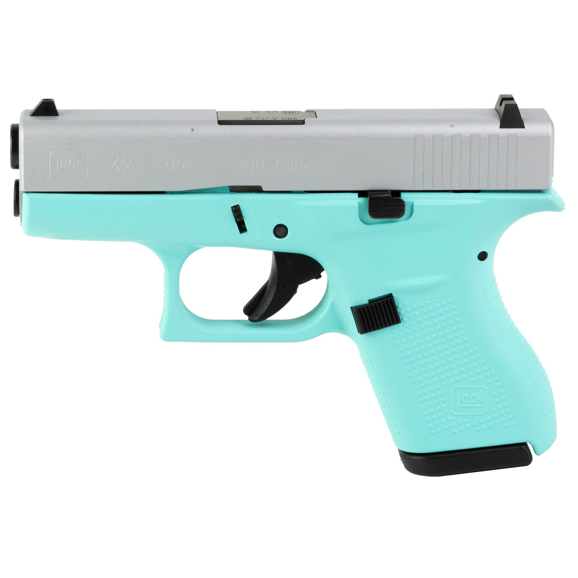 Glock 42 Robin's Egg Blue / Silver .380 ACP 3.25" Barrel 6-Rounds - Image 3