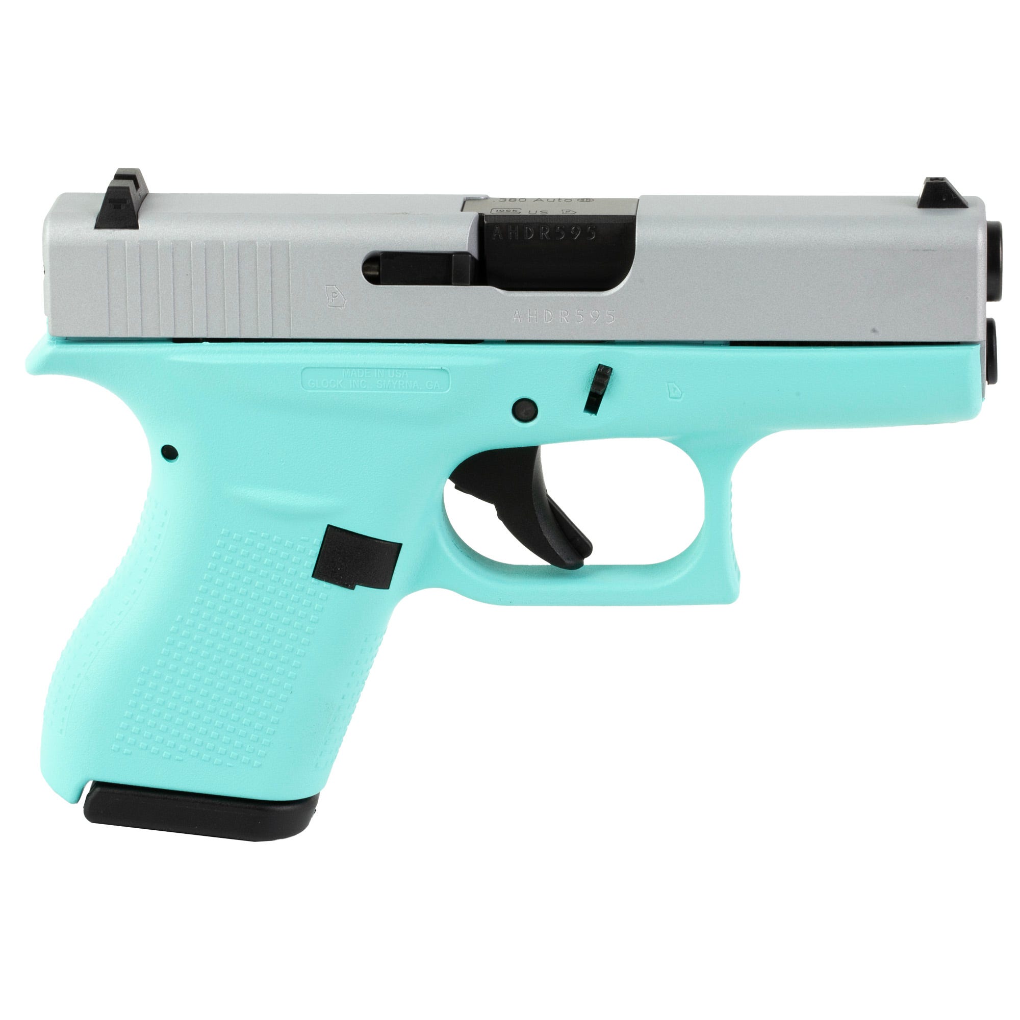 Glock 42 Robin's Egg Blue / Silver .380 ACP 3.25" Barrel 6-Rounds - Image 2