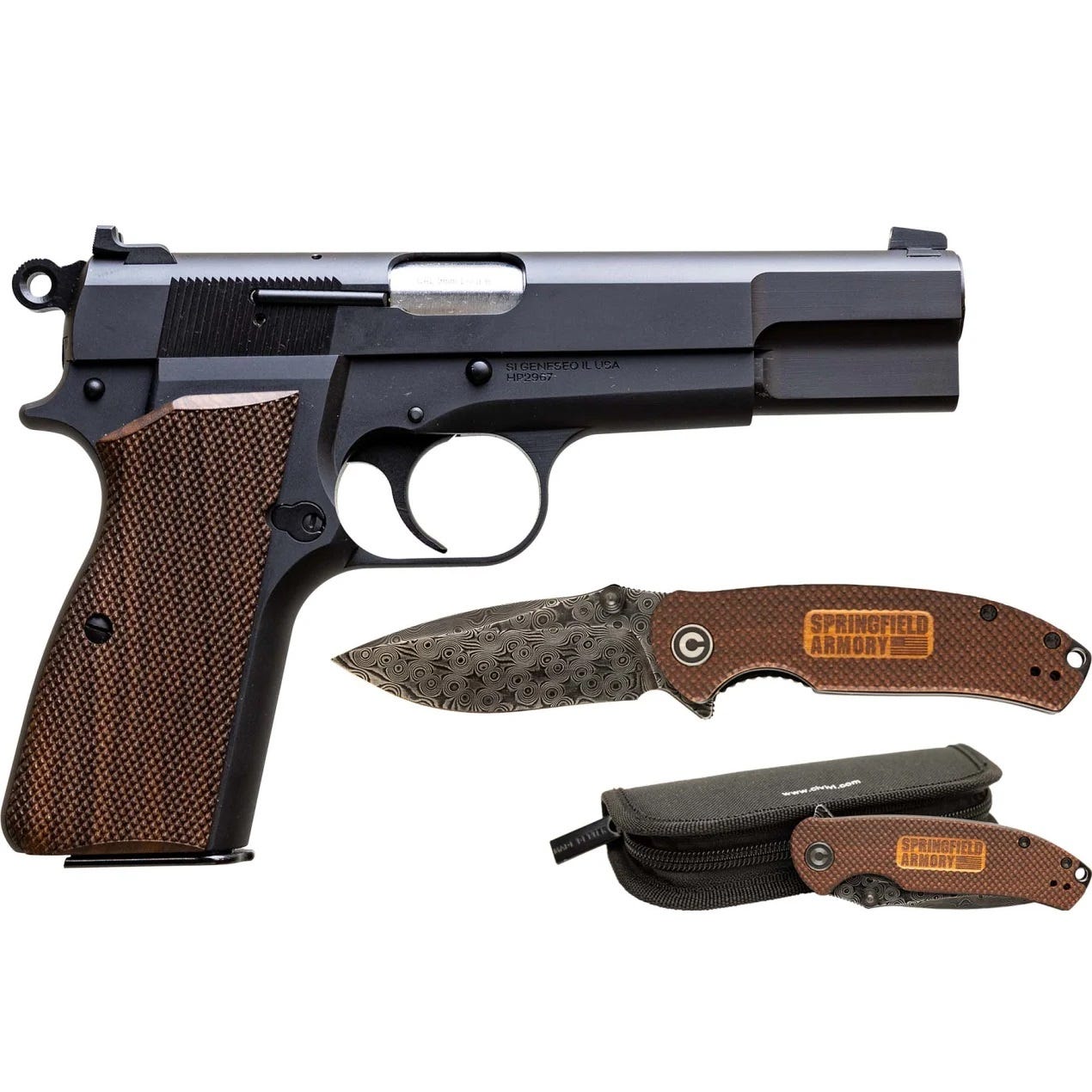 Springfield Armory SA-35 Black / Walnut 9mm 4.7" Barrel 15-Rounds w/ Knife - Image 2
