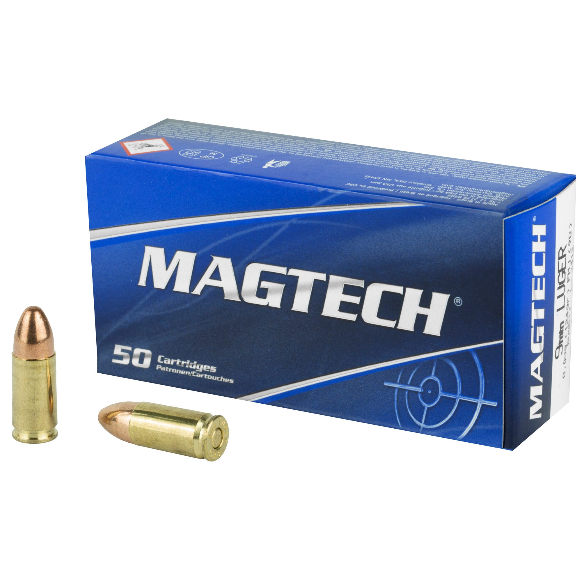 MagTech Range/Training Brass 9mm 124-Grain 50-Rounds FMJ