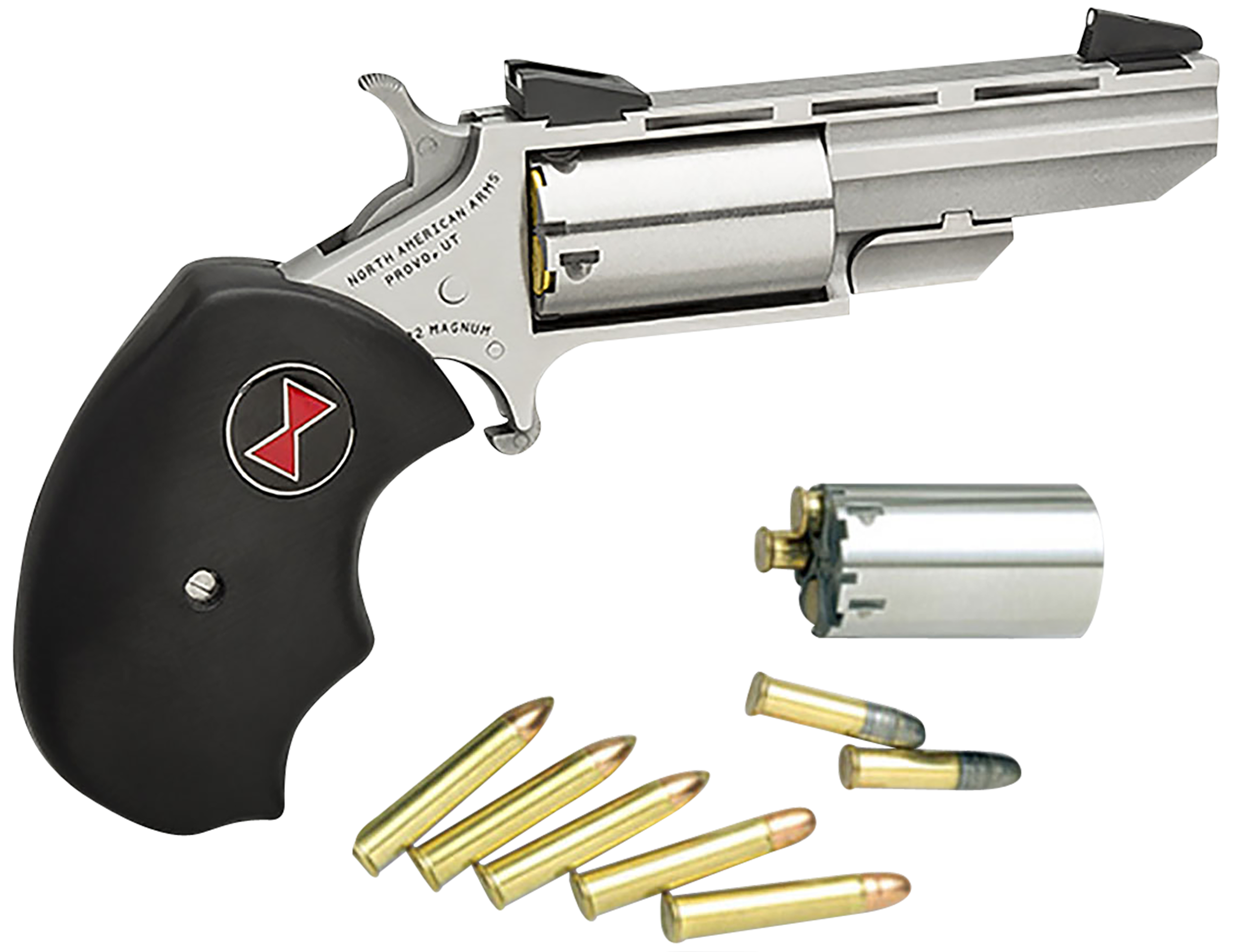 North American Arms Black Widow Stainless .22 LR / .22 Mag 2" Barrel 5-Rounds Fixed Sights