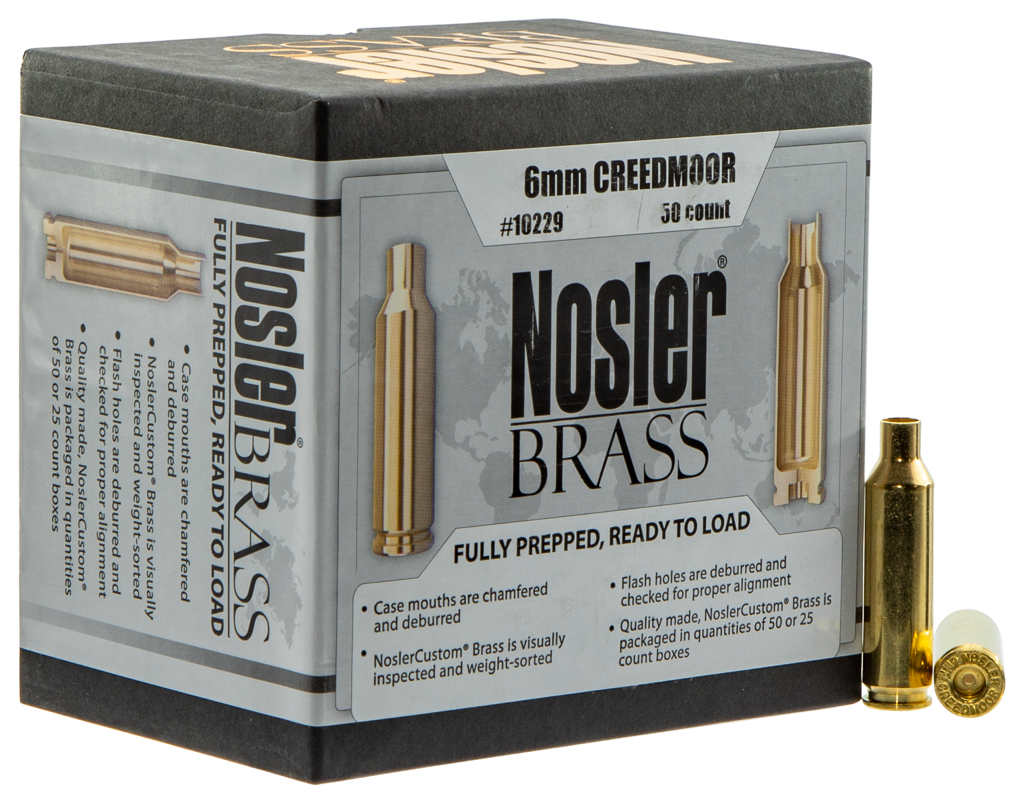 Nosler Custom Brass 6mm Creedmoor 50-Count Unprimed