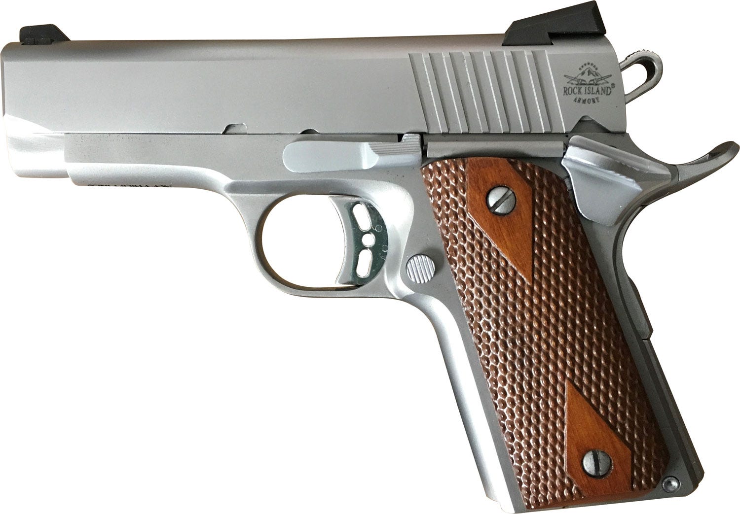 Rock Island Armory Rock Standard CS Stainless .45 ACP 3.63" Barrel 7-Rounds Wood Grips - Image 2