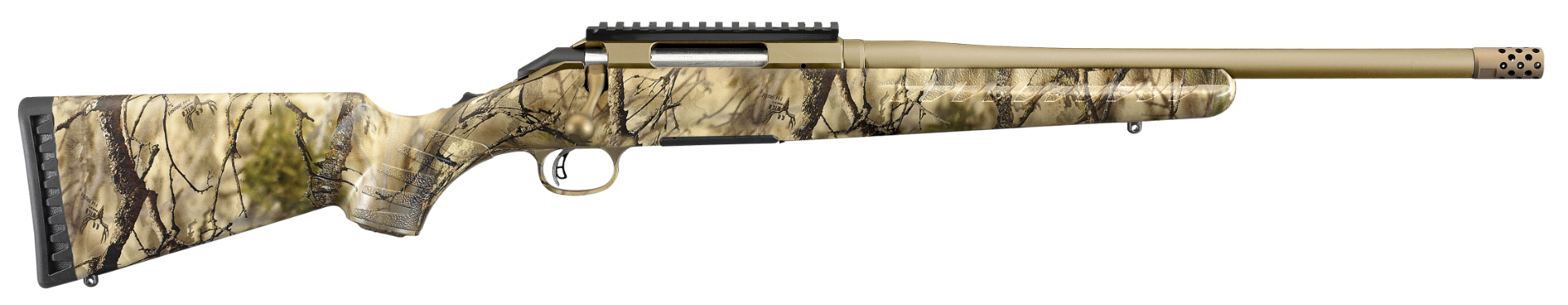 Ruger American Go Wild Camo / Bronze .243 Win 16.1" Barrel 4-Rounds Adjustable Trigger
