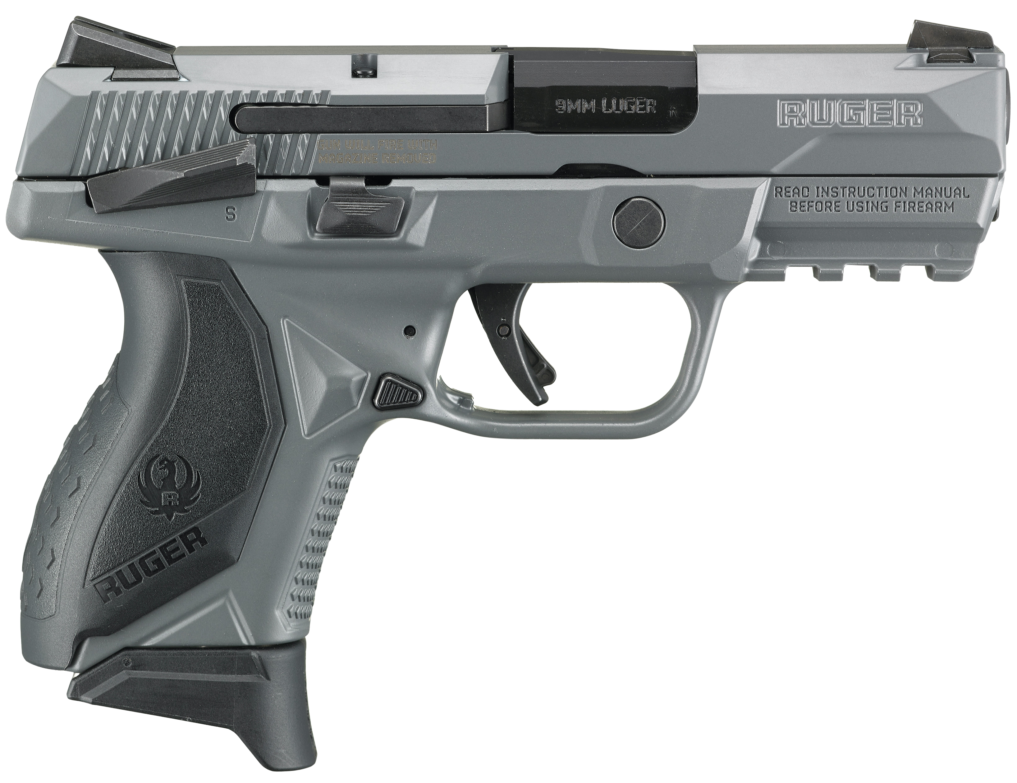 Ruger American Compact Gray 9mm 3.55" Barrel 17-Rounds Novak LoMount Carry Sights