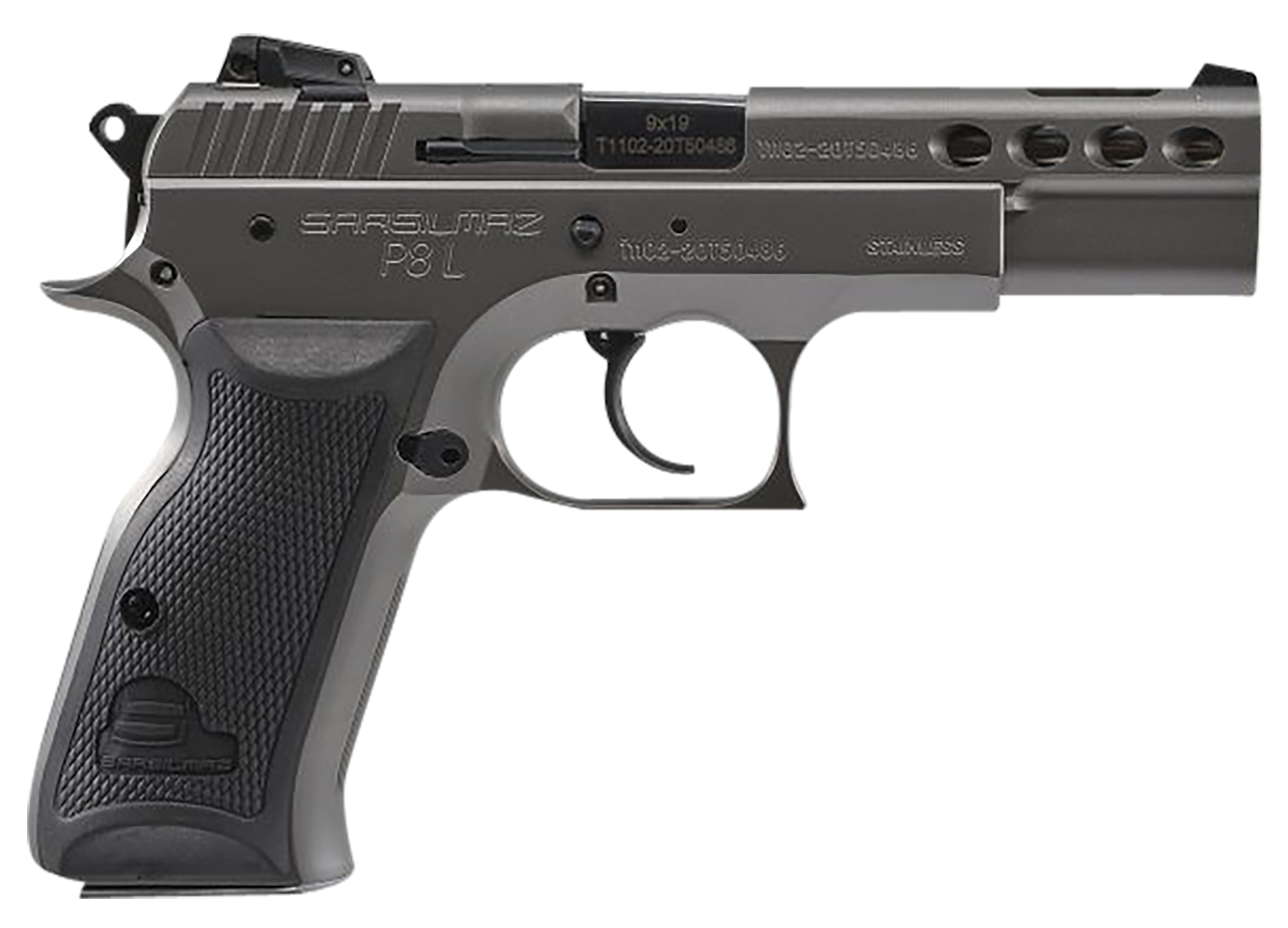 SAR USA P8L Stainless Steel 9mm 4.60" Barrel 17-Rounds Adjustable Sights