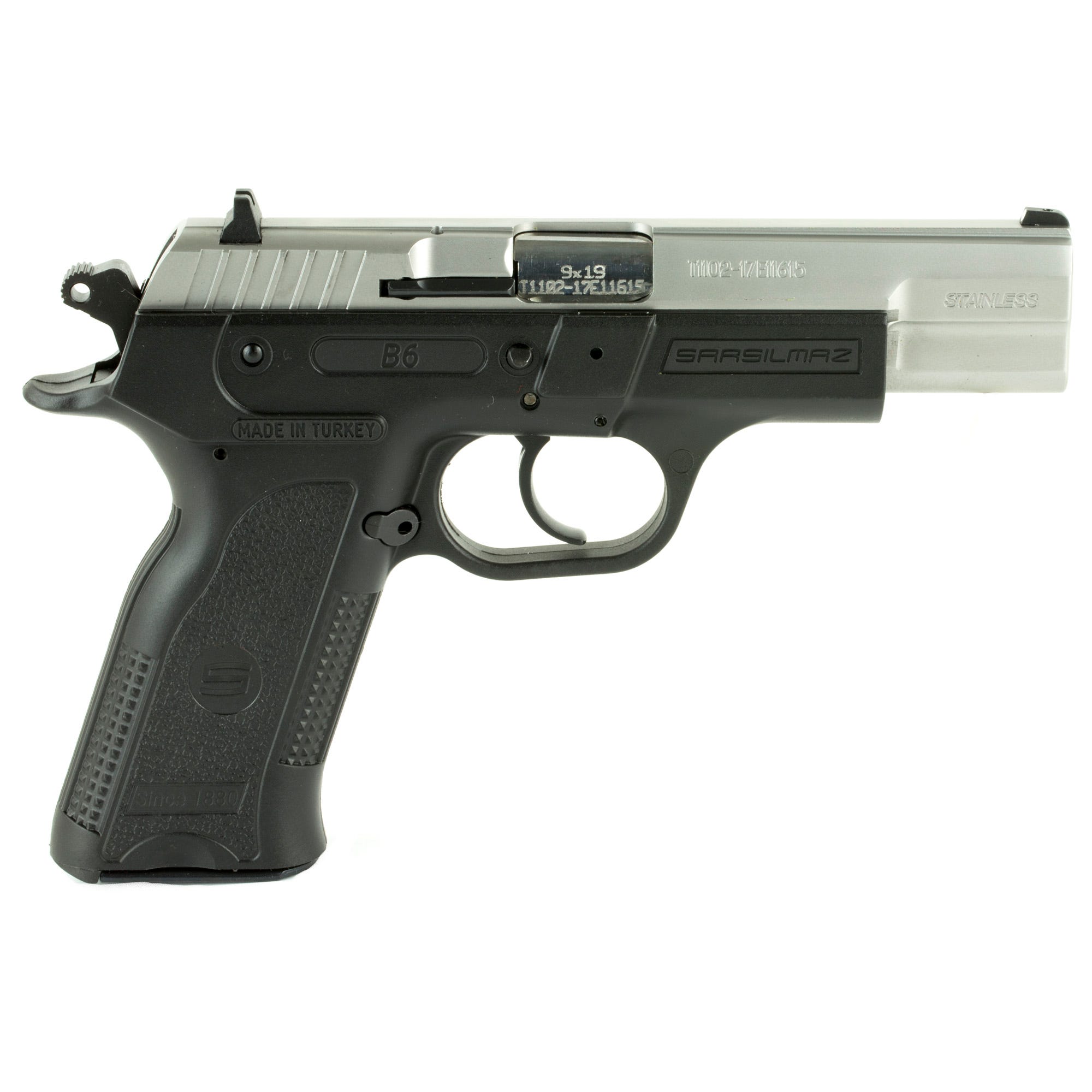 SAR USA B6 Stainless 9mm 4.50" Barrel 19-Rounds 3-Dot Contrast Sights