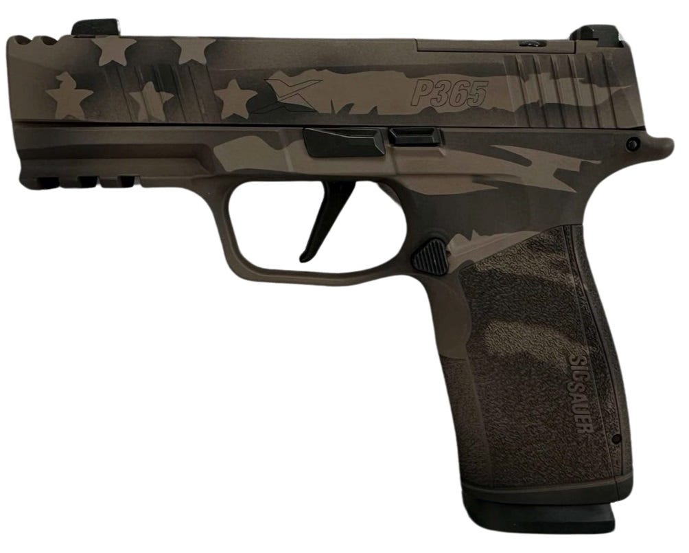 Sig Sauer P365 XMacro Comp Distressed Stars & Stripes 9mm 3.1" Barrel 17-Rounds - Image 2