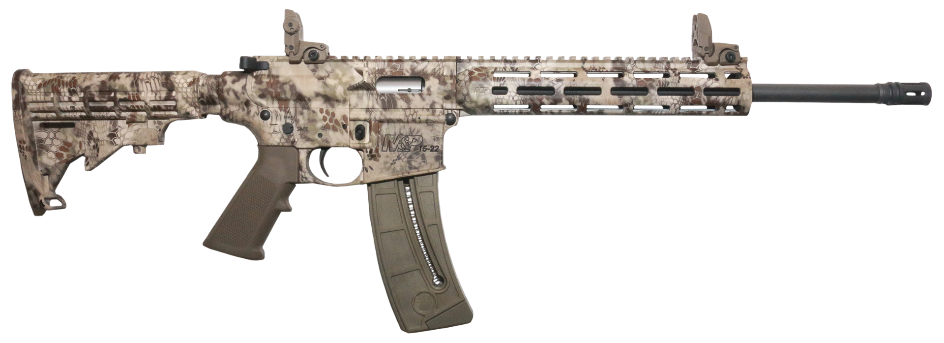 Smith and Wesson M&P 15-22 Kryptek Highlander Camo .22 LR 16" Barrel 25-Rounds