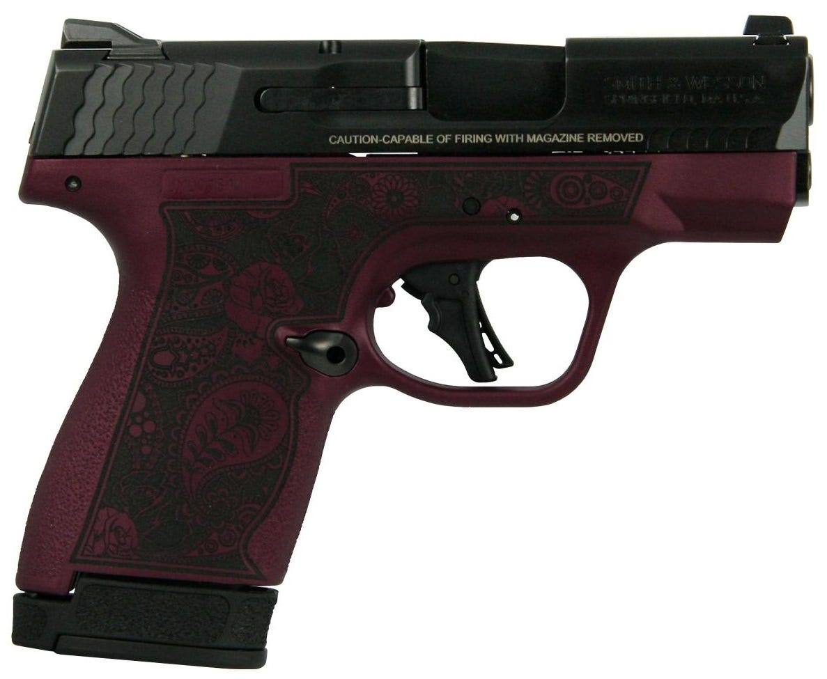 Smith and Wesson M&P Shield Plus Black Cherry 9mm 3.1" Barrel 13-Rounds Paisley Engraving