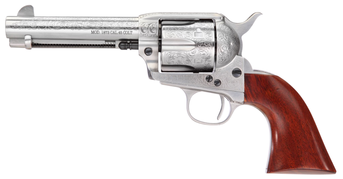 Taylors and Co 1873 Cattleman Steel .45 LC 4.75" Barrel 6-Rounds Floral Engraved