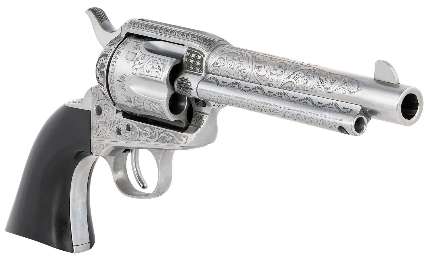 Taylors and Co 1873 Cattleman Stainless .45 Colt 5.5" Barrel 6-Rounds Photo Engraved - Image 3
