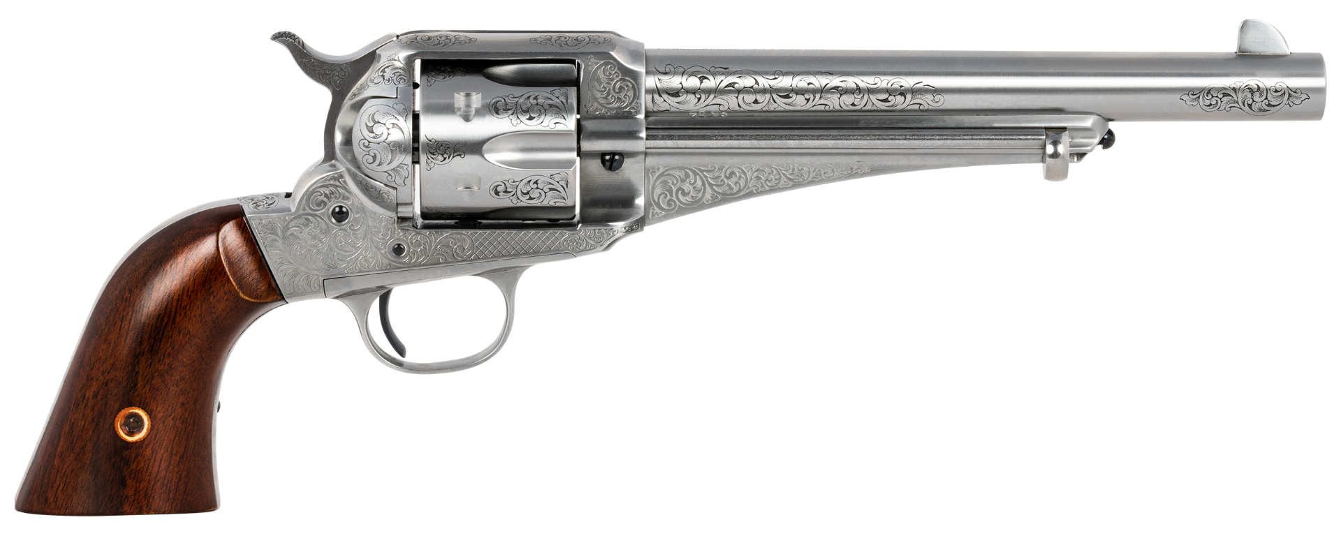 Taylors and Co 1875 Army Outlaw Stainless .45 Colt 7.5" Barrel 6-Rounds White Engraved