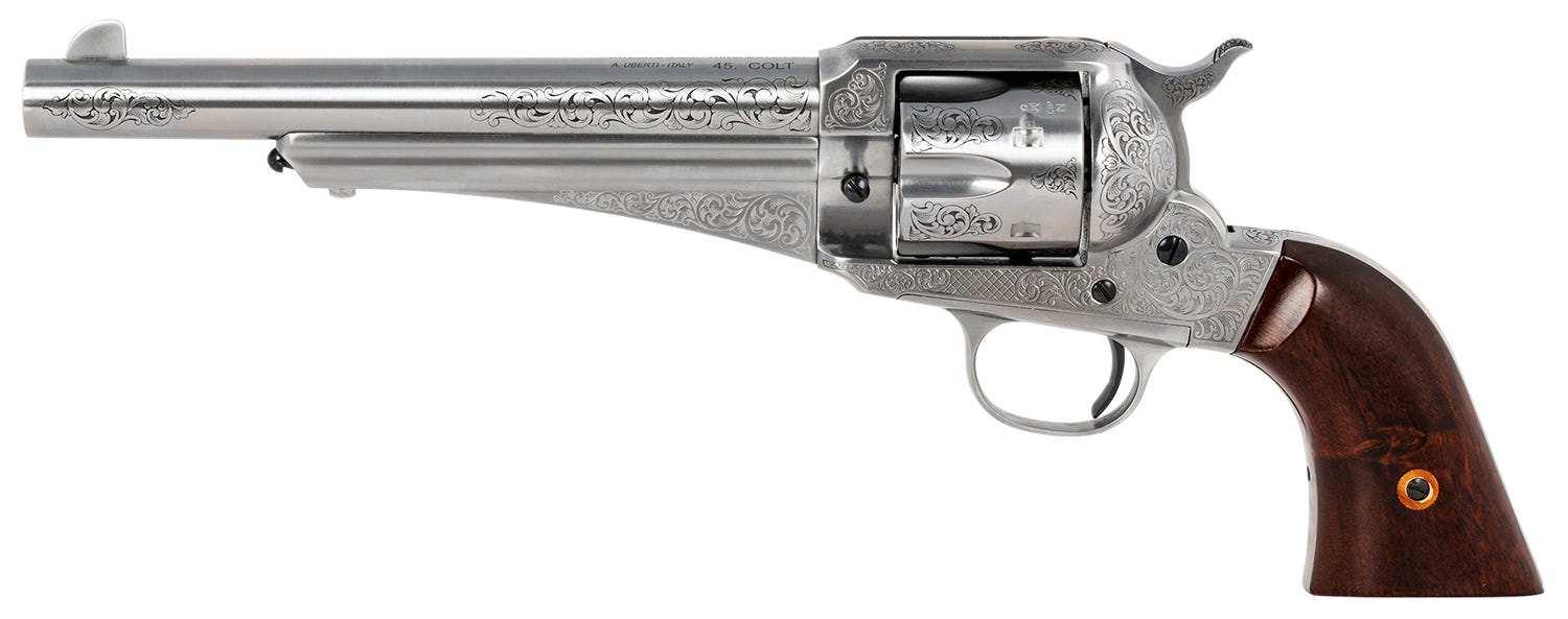 Taylors and Co 1875 Army Outlaw Stainless .45 Colt 7.5" Barrel 6-Rounds White Engraved - Image 2