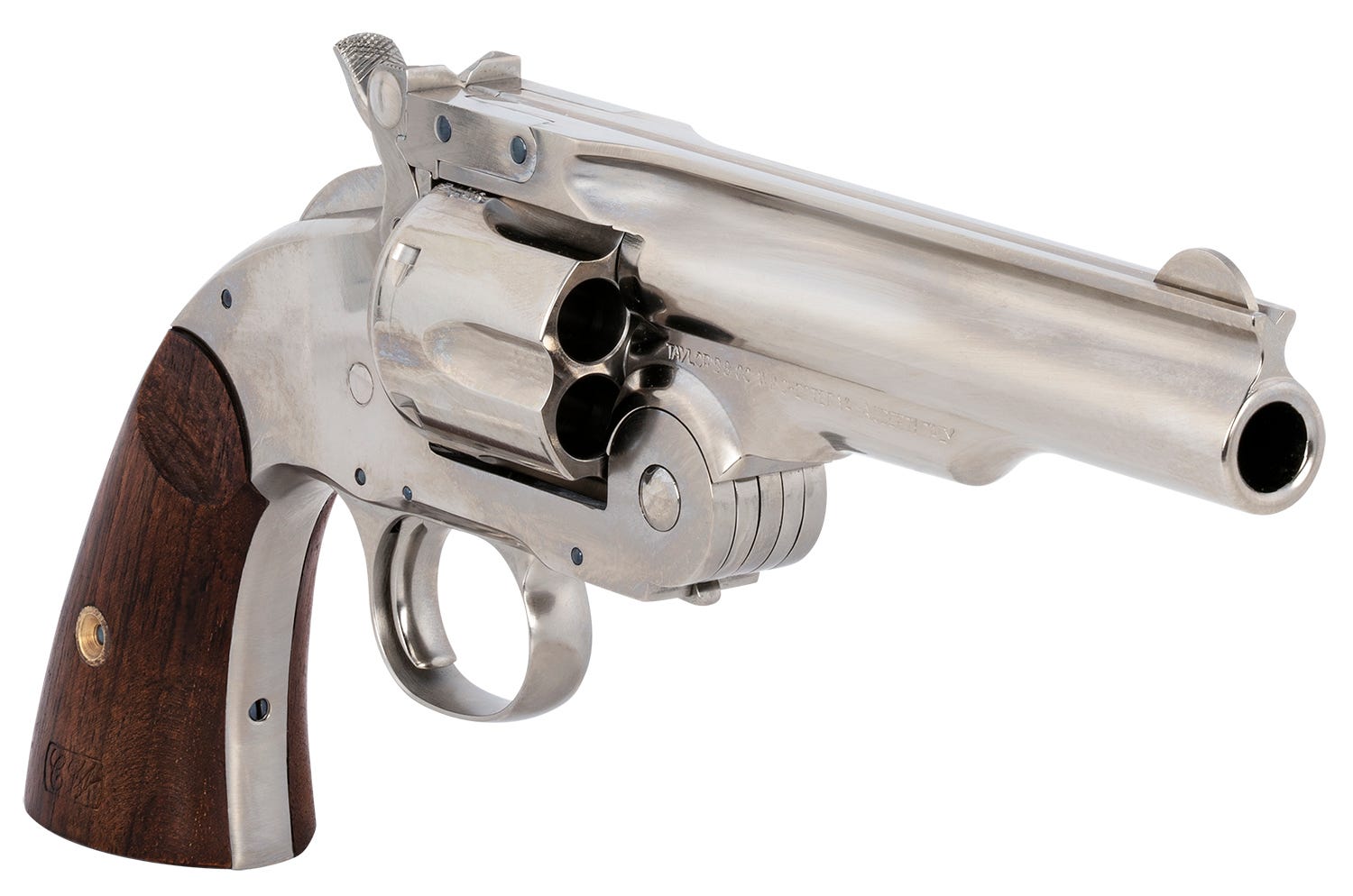 Taylors and Co Schofield Top Break Nickel .45 Colt 5" Barrel 6-Rounds - Image 3