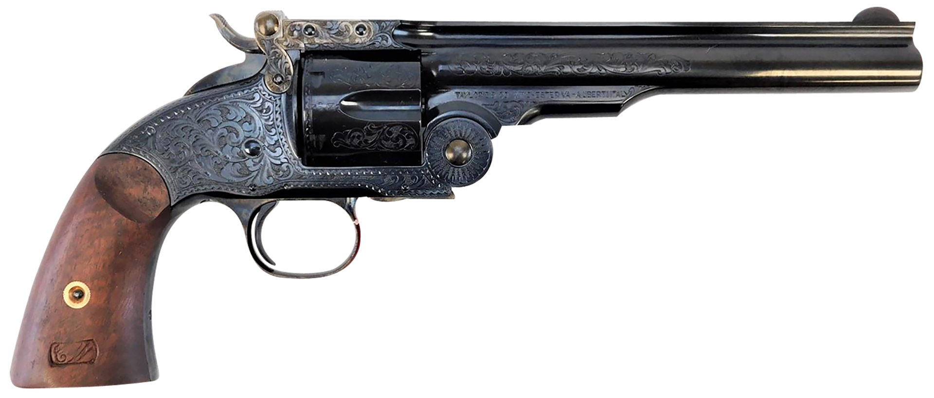 Taylors and Co Top Break Schofield .45 Colt 7" Barrel 6-Rounds Engraved