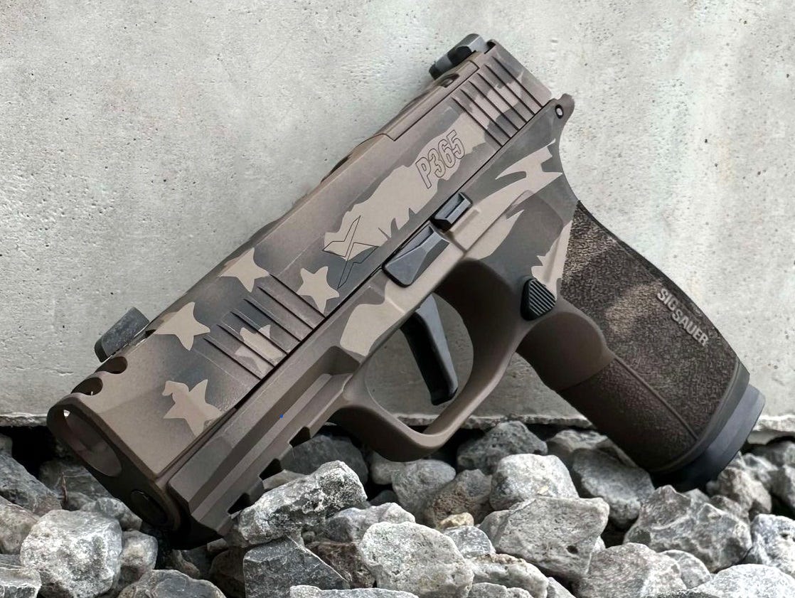 Sig Sauer P365 XMacro Comp Distressed Stars & Stripes 9mm 3.1" Barrel 17-Rounds - Image 3