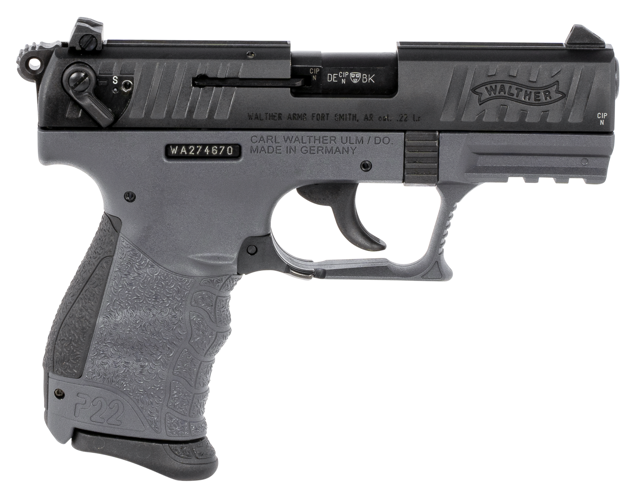 Walther P22 Tungsten .22 LR 3.42" Barrel 10-Rounds Adjustable Sights